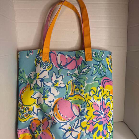 Lilly Pulitzer for Estée Lauder Tropical Floral Canvas Tote Bag - Picture 2 of 4